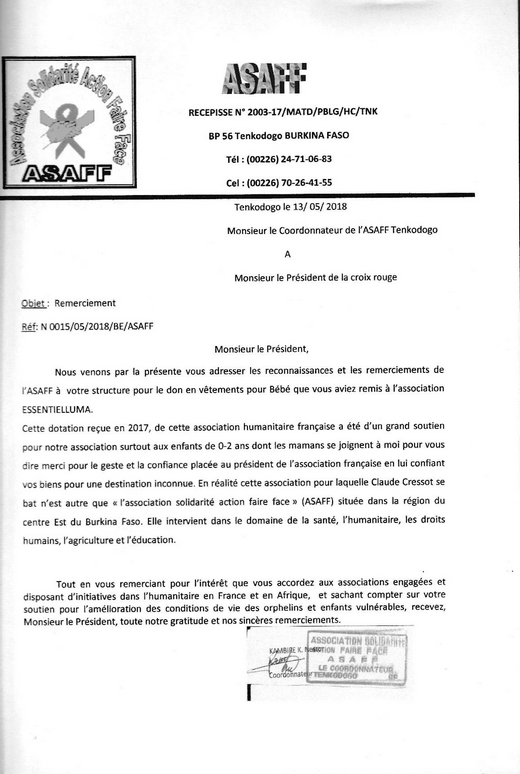Remerciement ASAFF